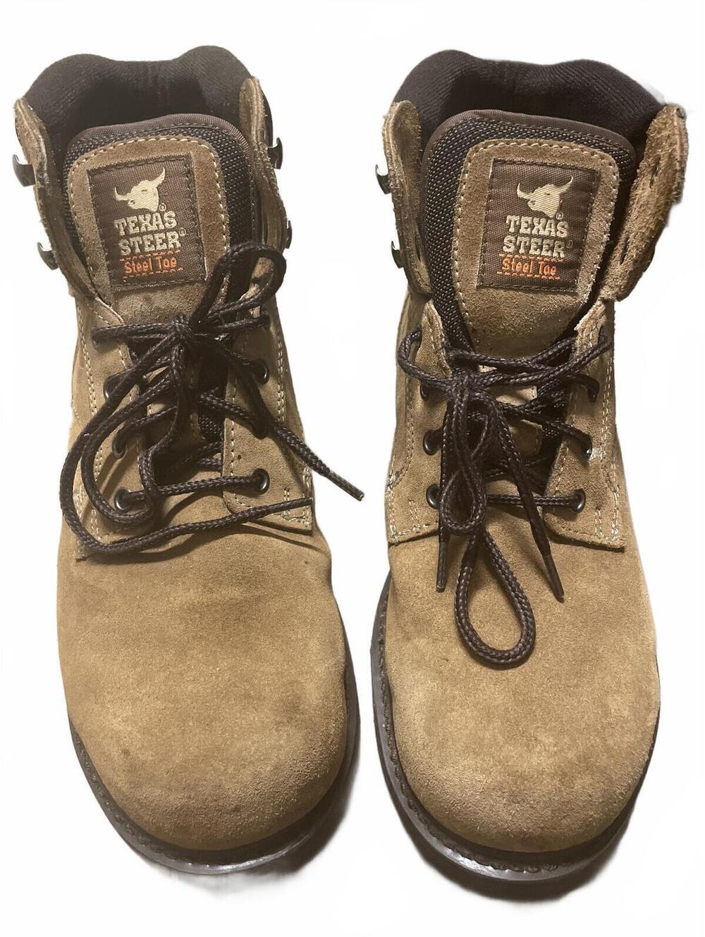 Texas Steer Steel Toe Work Boots Mens Size 12 Brown Outdoor